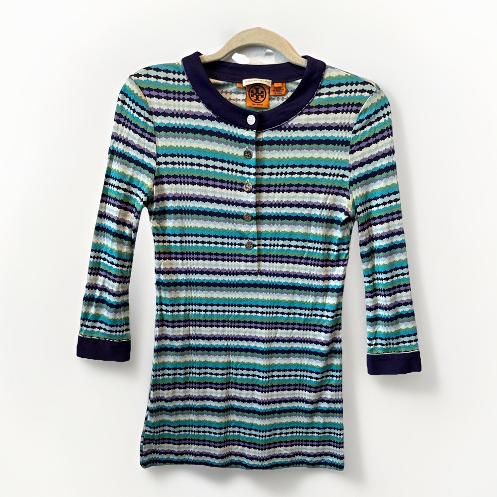Tory Burch Bergdorf Goodman 100%‎ Silk Striped  Dress Womens XS Knee Length